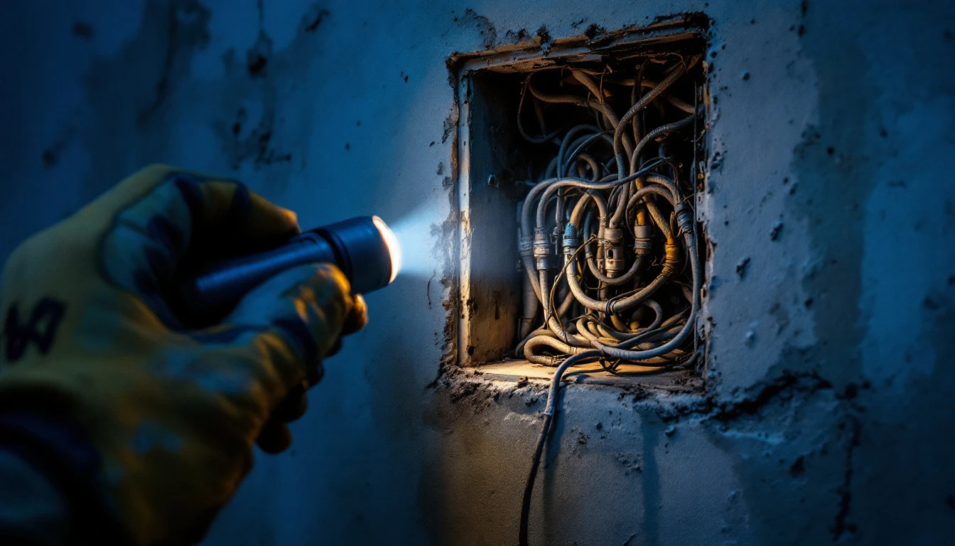 Flashlight inspection of aged aluminum wiring